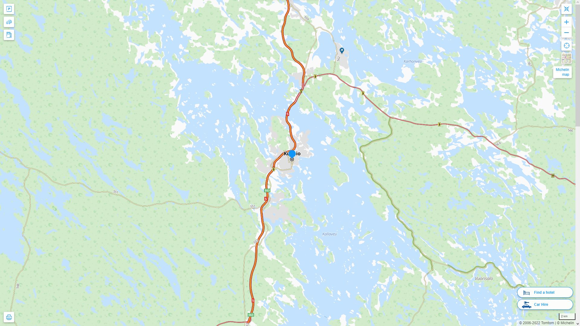 Kuopio Highway and Road Map